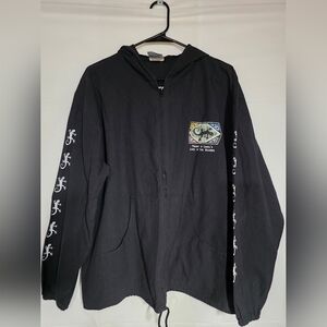 Vintage Yacht Club Black Windbreaker with Graphic Patch